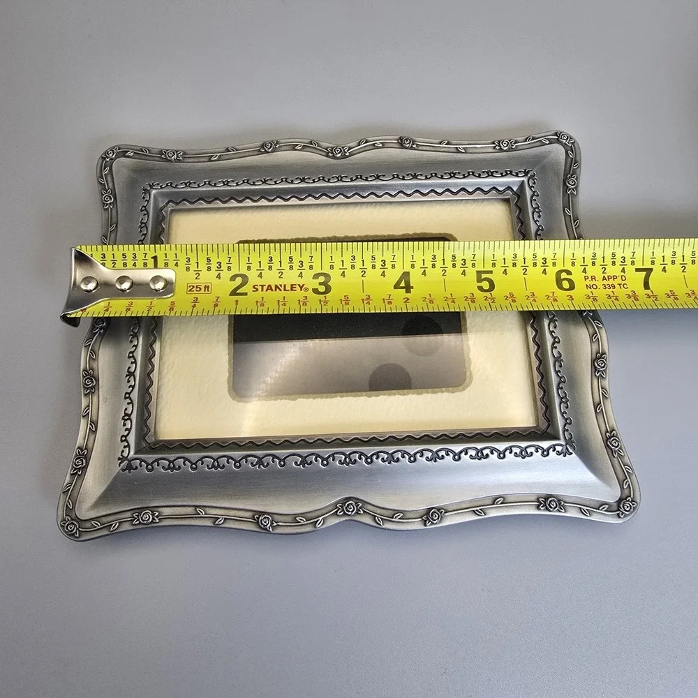 Malden Ornate Silver Tone Photo Frame Floral Border Holds 3.5